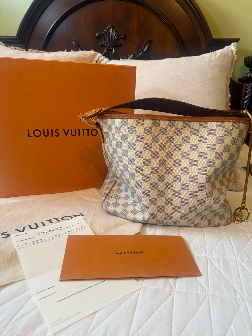 Louis Vuitton Damier Azur Canvas Shoulder Bag - Cream/Tan/Brown